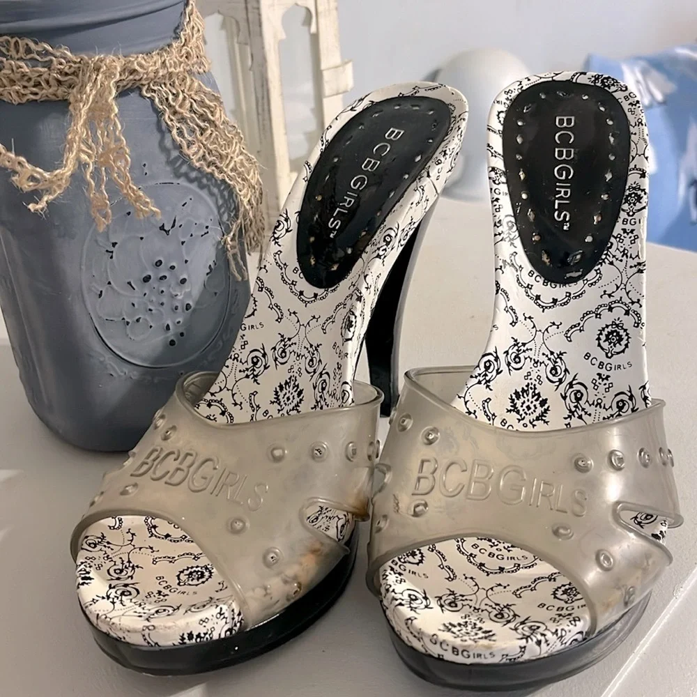 BCBG High Heels Slip On Shoes Open Toe Stilletto